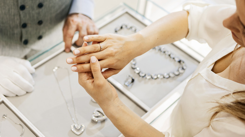 Trying on ring