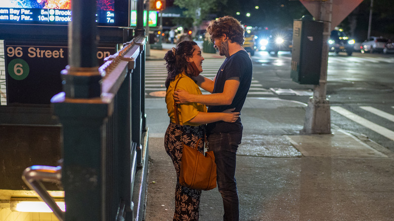 A couple outside 