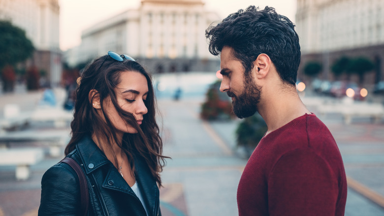 Woman rejecting man